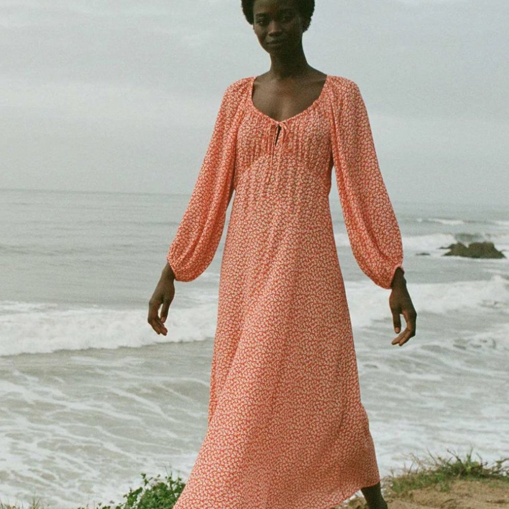 Doen Ortensia Dress - Size S - in Orange Hillside Bloom